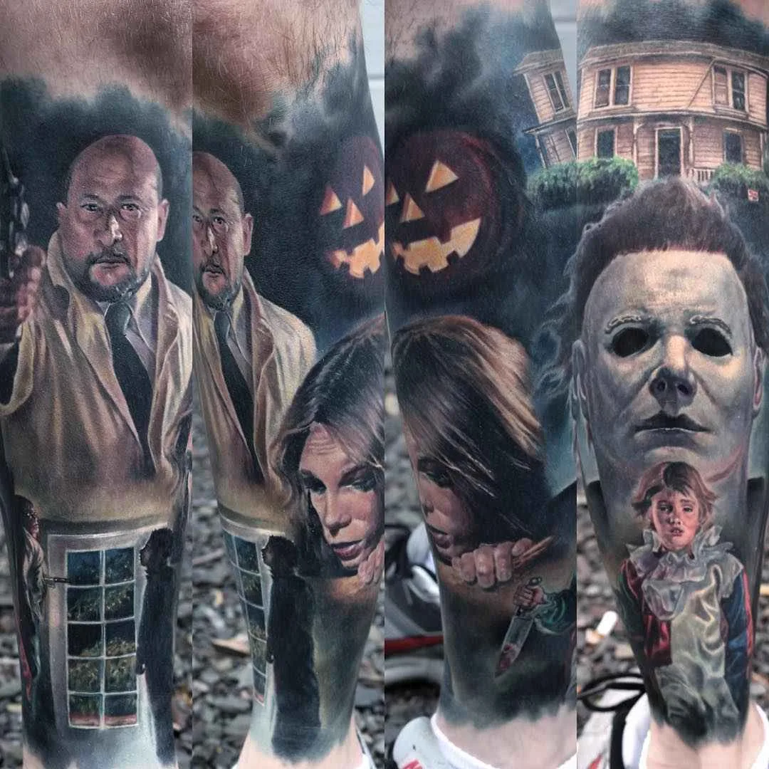 Tattoo artist Paul Acker color horror-realism tattoo