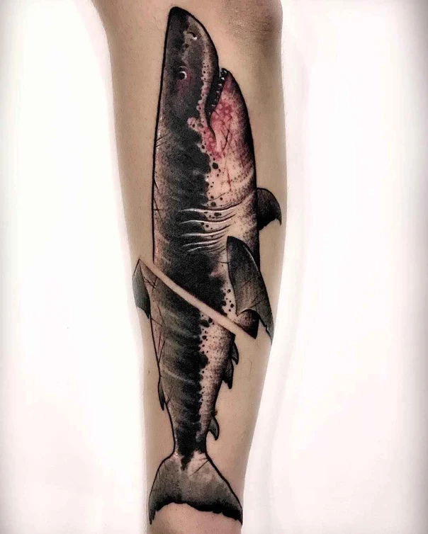 Realism Shark tattoo on Calf