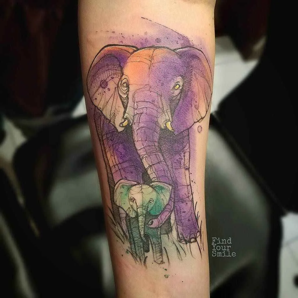 Tattoo artist Russell Van Schaick color watercolor sketch tattoo