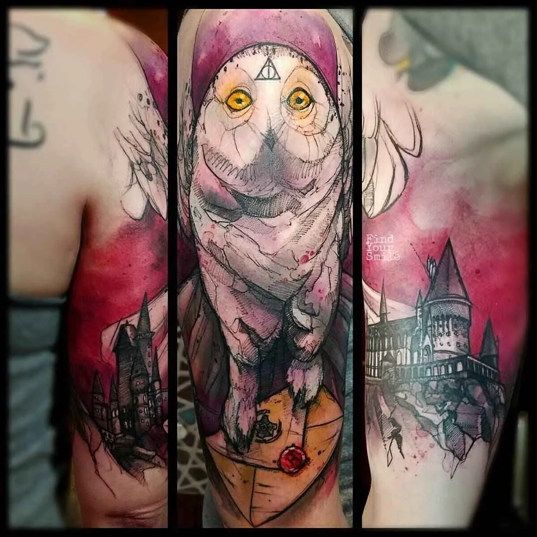Tattoo artist Russell Van Schaick color watercolor sketch tattoo