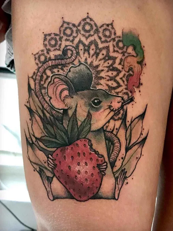 color illustrative 纹身 在 thigh #9682 | 纹身师 Varo Tattooer