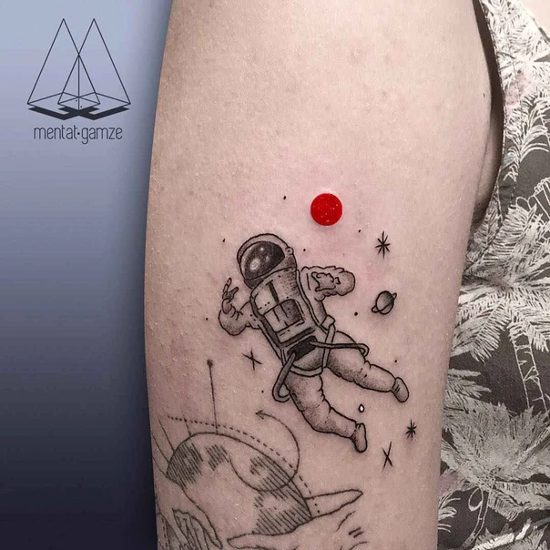 Sketch Astronaut, Space tattoo on Upper Arm