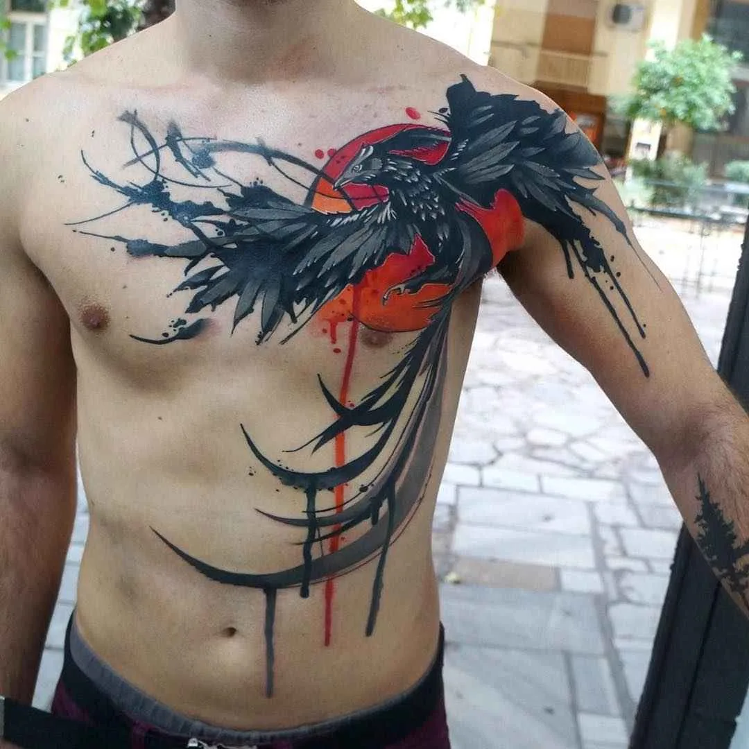 纹身艺术家Dynoz Art Attack色彩风格，新传统，几何，图形，设计纹身