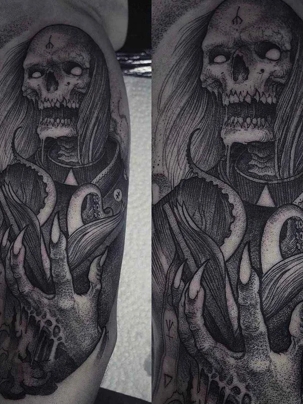 black and grey blackwork tattoo on forearm #8923 | Tattoo Artist Rob Borbas