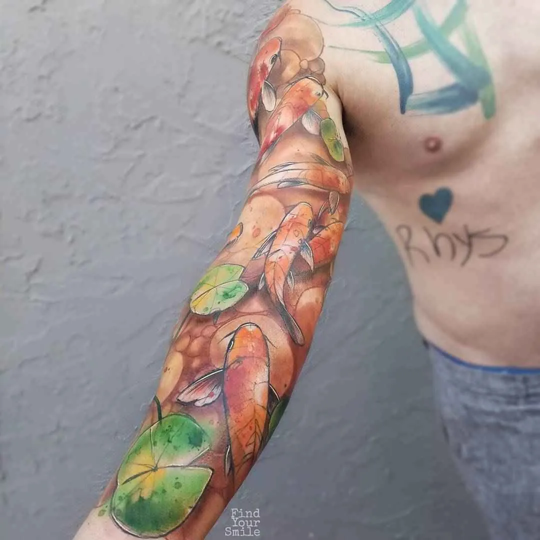 Tattoo artist Russell Van Schaick color watercolor sketch tattoo