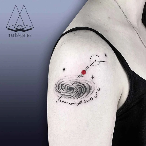 Linework Galaxy, Stars tattoo on Shoulder