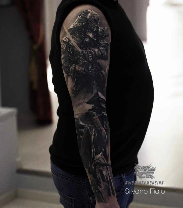Realism Samurai, Temple tattoo on Full Sleeve