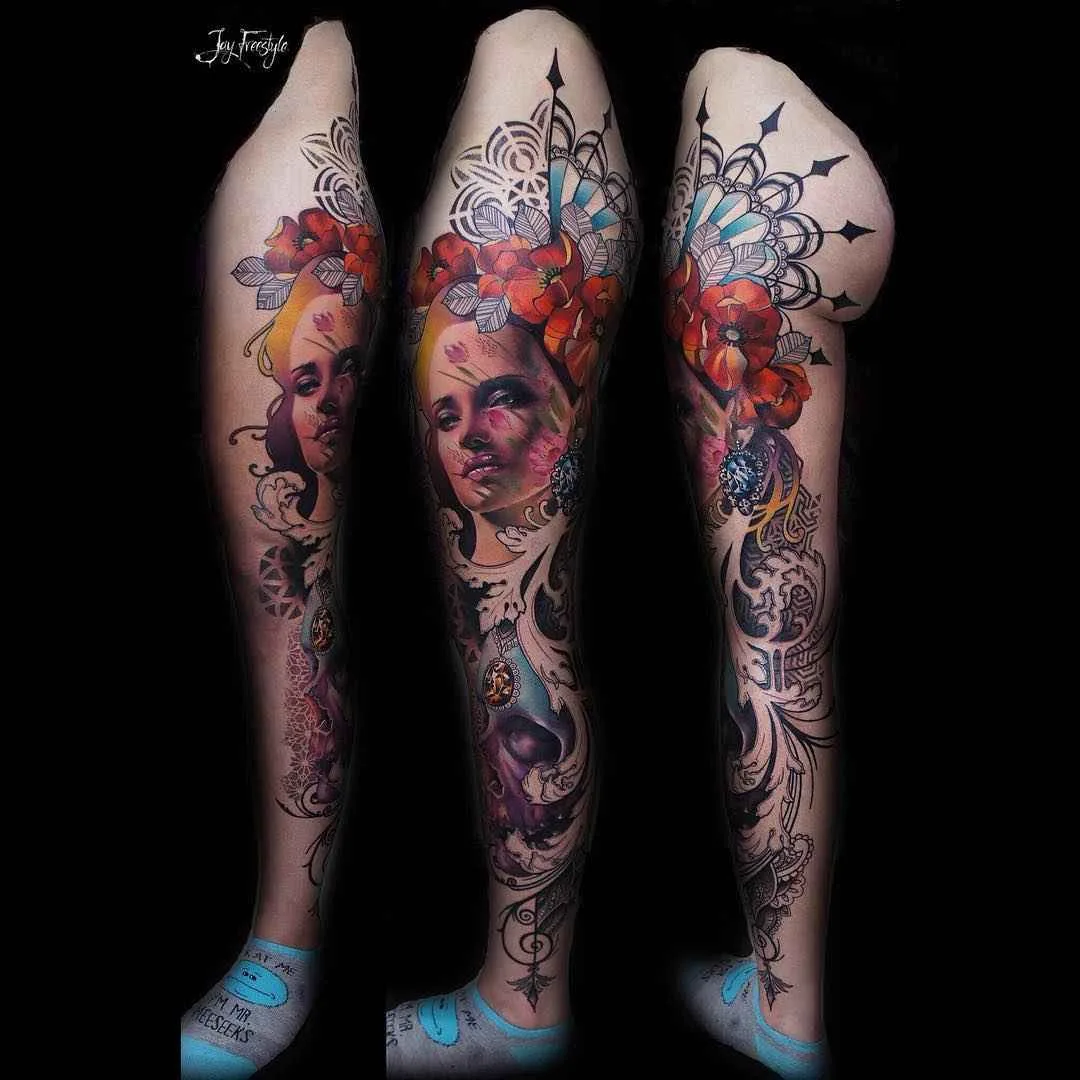 Artista de tattoo Jay Freestyle, estilo de coloração abstrata realista, gráfico, aquarela | Amsterdã, Holanda