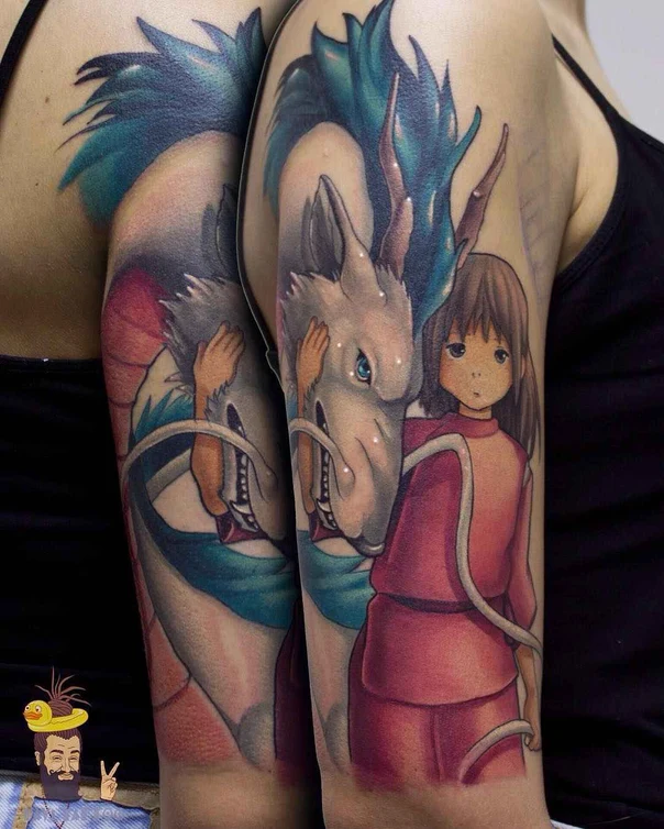 Аниме Dragon, Character tattoo на Полный рукав