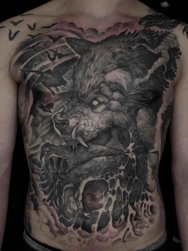 black and grey realism tattoo on chest #8929 | Tattoo Artist Rob Borbas