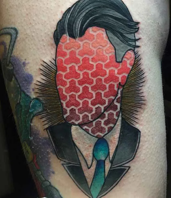 color geometric 纹身 在 thigh #9121 | 纹身师 Jay Joree