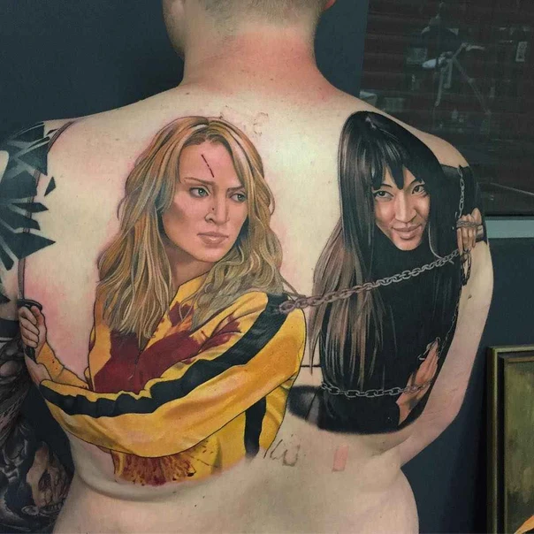 Realism Portrait, Movie characters tattoo on Full Back