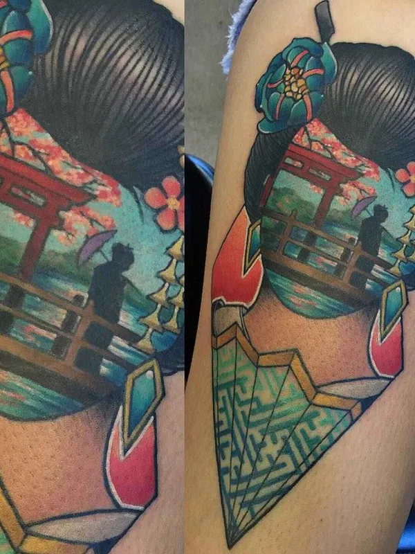 female color japanese 纹身 在 thigh #9126 | 纹身师 Jay Joree