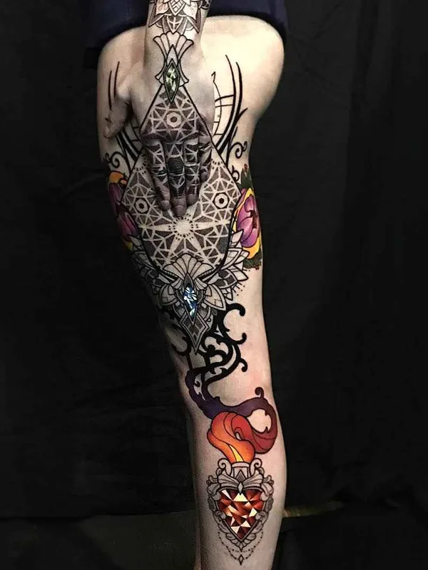 color geometric татуировка на full leg #9966 | Тату мастер Ryan Smith The Scientist