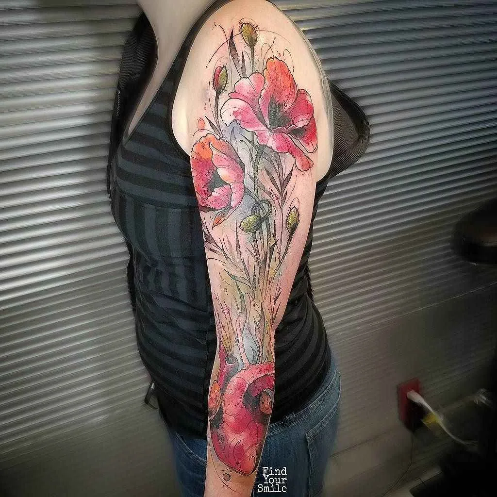 Tattoo artist Russell Van Schaick, lightness sketch watercolor tattoo