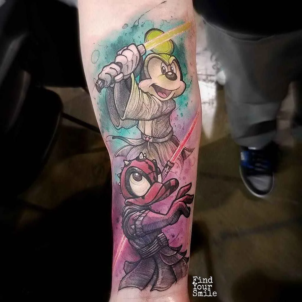 Tattoo artist Russell Van Schaick color watercolor sketch tattoo