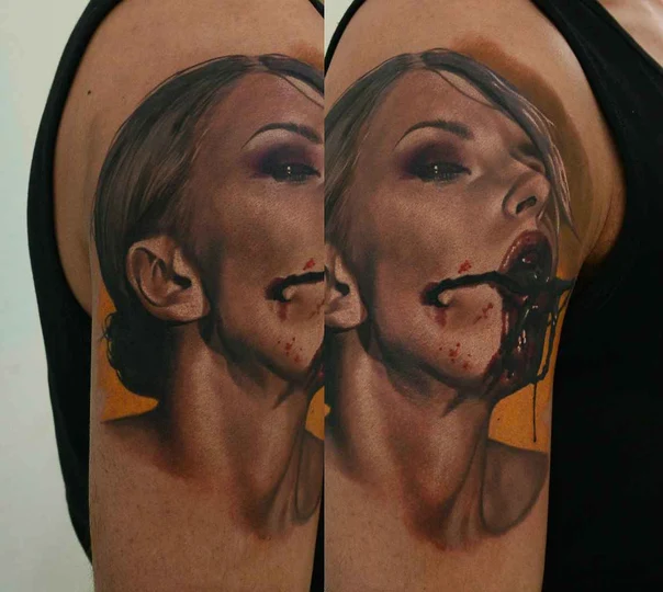 Реализм Portrait, Gore tattoo на Плечо