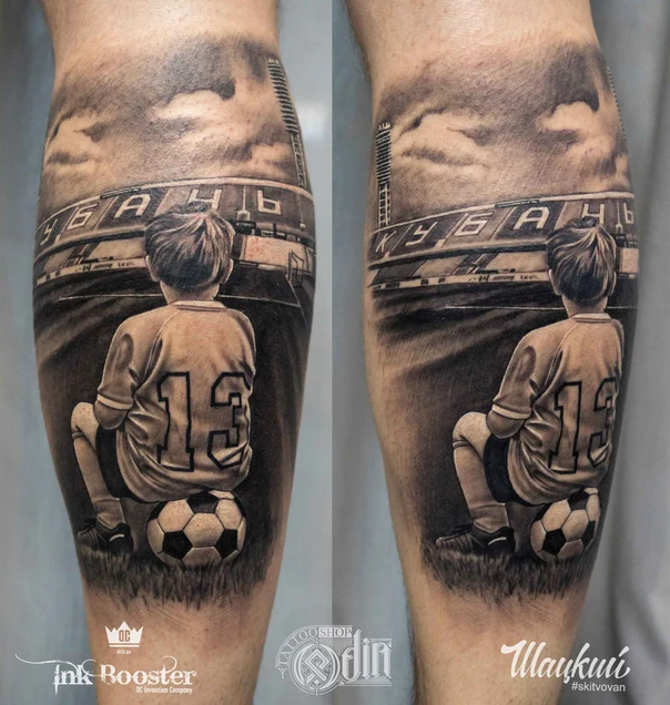Реализм Child, Soccer tattoo на Икра