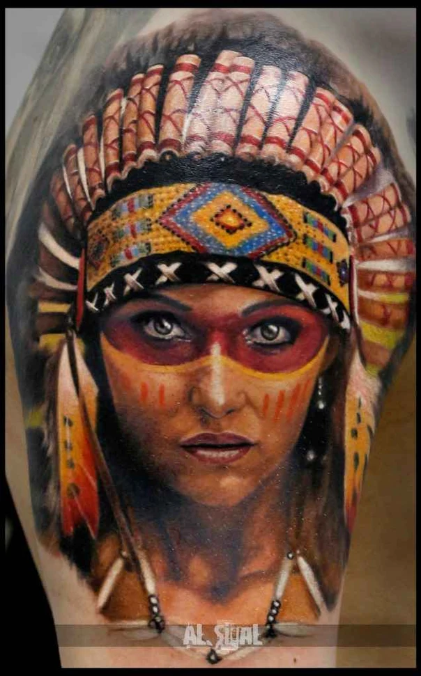 Реализм Native american tattoo на Дельта