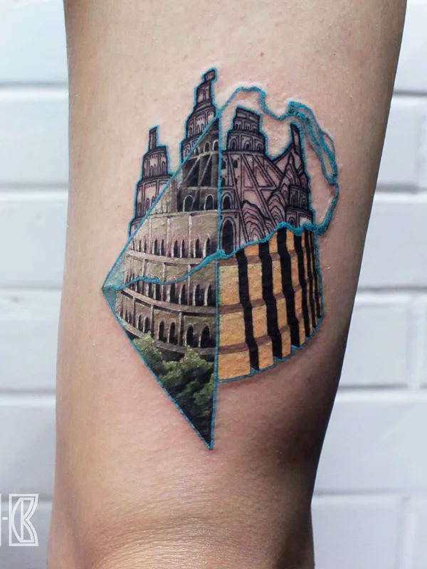 color illustrative tattoo on calf #9236 | Tattoo Artist Алексей Бузунов