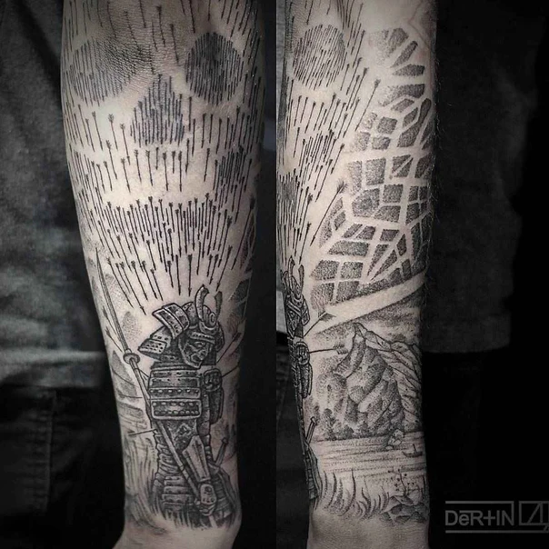 Блэкворк Samurai, Geometric tattoo на Предплечье