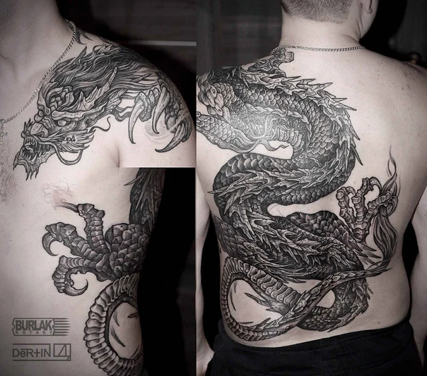Японская Dragon tattoo на Спина (полная)