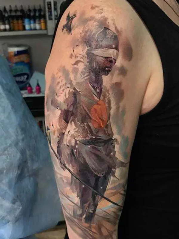 color illustrative 纹身 在 full sleeve #10134 | 纹身师 Тимур Денисенко