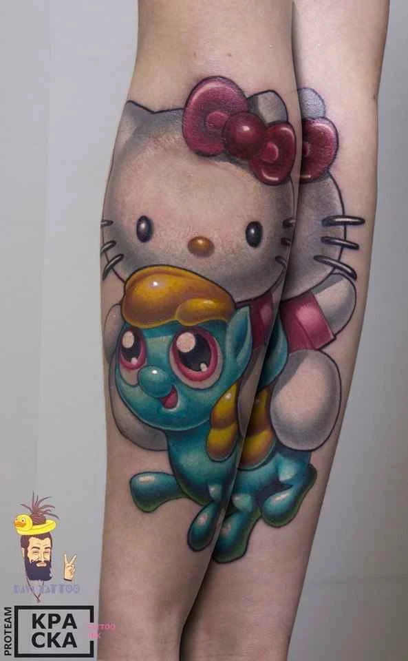 Cartoon Hello kitty, Pony tattoo на Предплечье