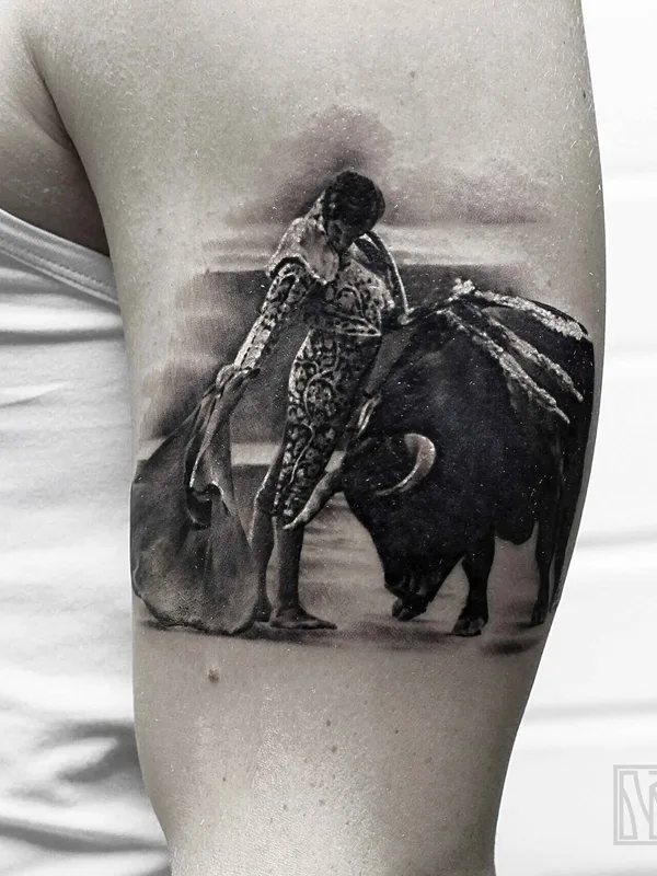 black and grey realism tattoo on bicep #9240 | Tattoo Artist Алексей Бузунов