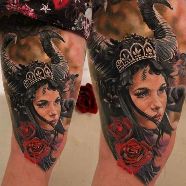 Tattoo artist Monica Marino color and black&grey portrait realism tattoo | Germany