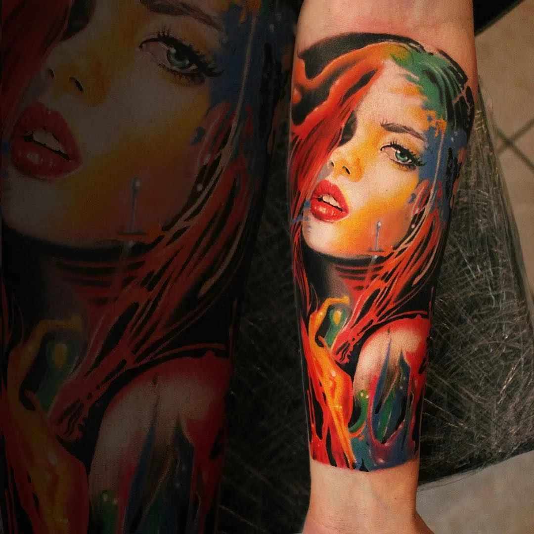 Tattoo artist Monica Marino color and black&grey portrait realism tattoo | Germany