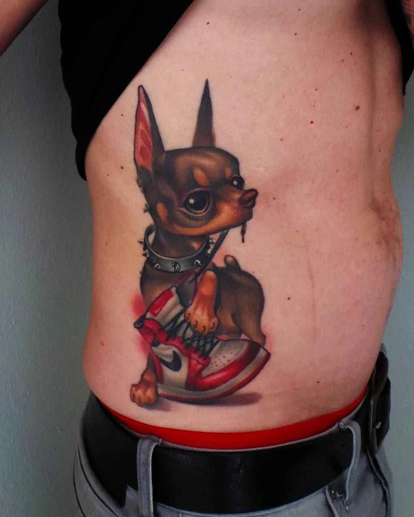 Realism Dog, Sneakers tattoo on Side