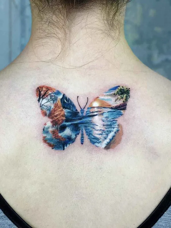 female color watercolor Tatuagem em upper back #17711 | Tatuador Serkan Demirboğa