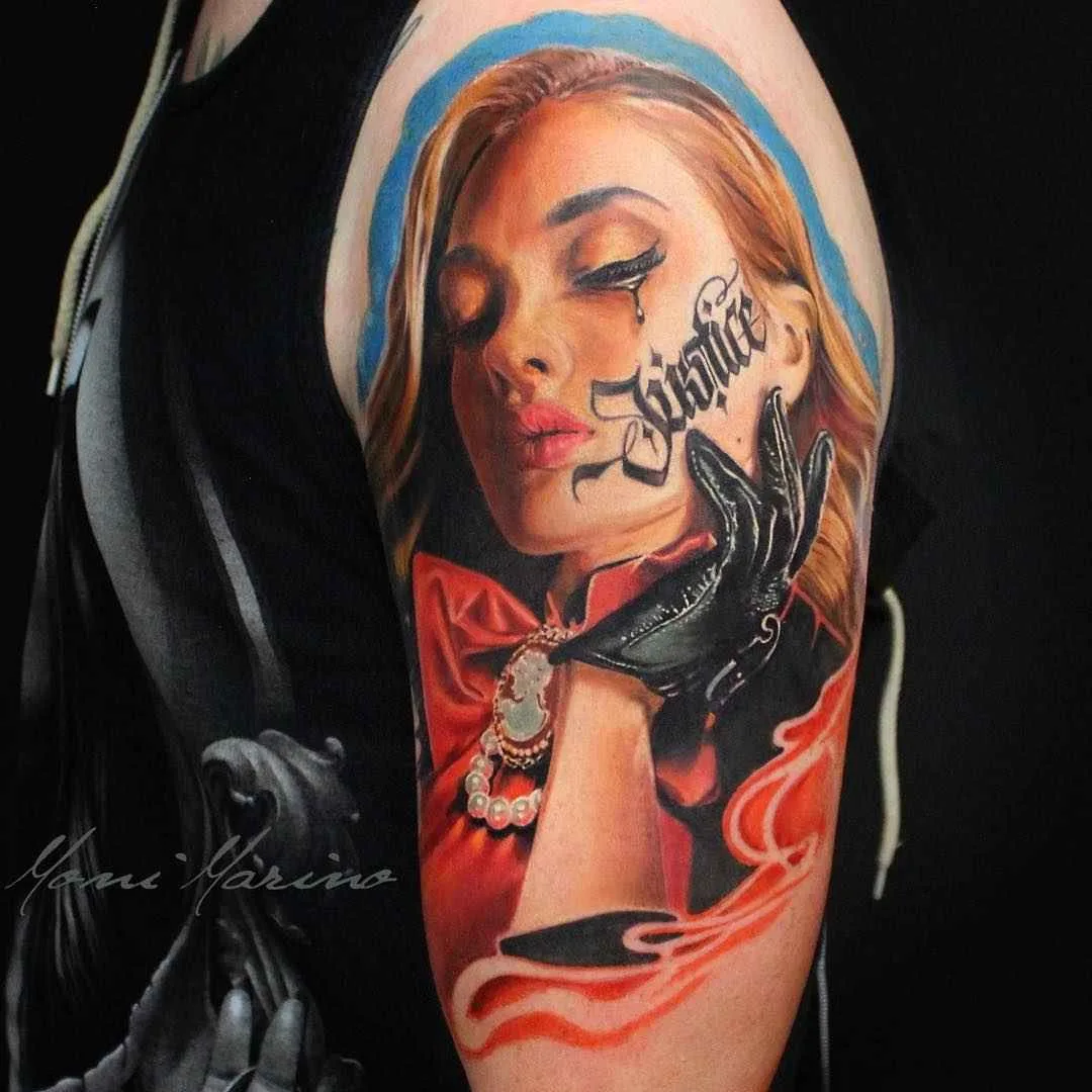 Tattoo artist Monica Marino color and black&grey portrait realism tattoo | Germany