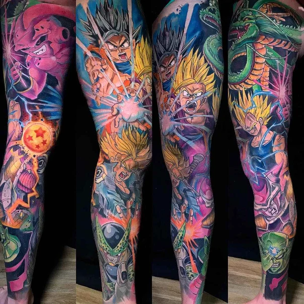 Anime Dragon ball z, Characters tattoo on Full Sleeve