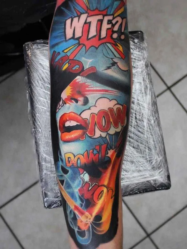 color pop art 纹身 在 forearm #17615 | 纹身师 Monica Marino