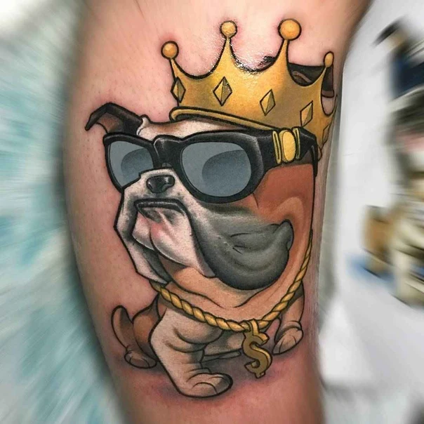 New School Dog, Crown tattoo on Forearm