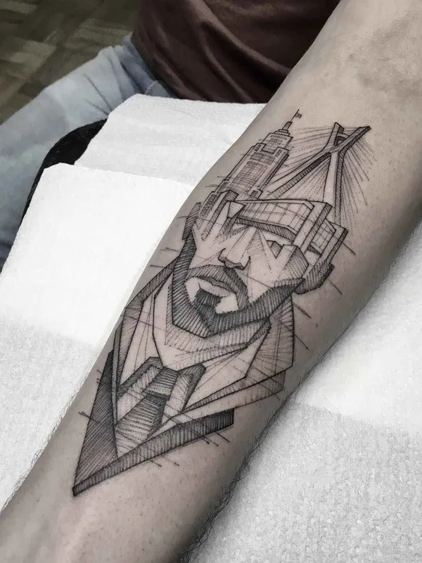 black and grey geometric Tatuaggio su forearm #17449 | Tatuatore William Marin