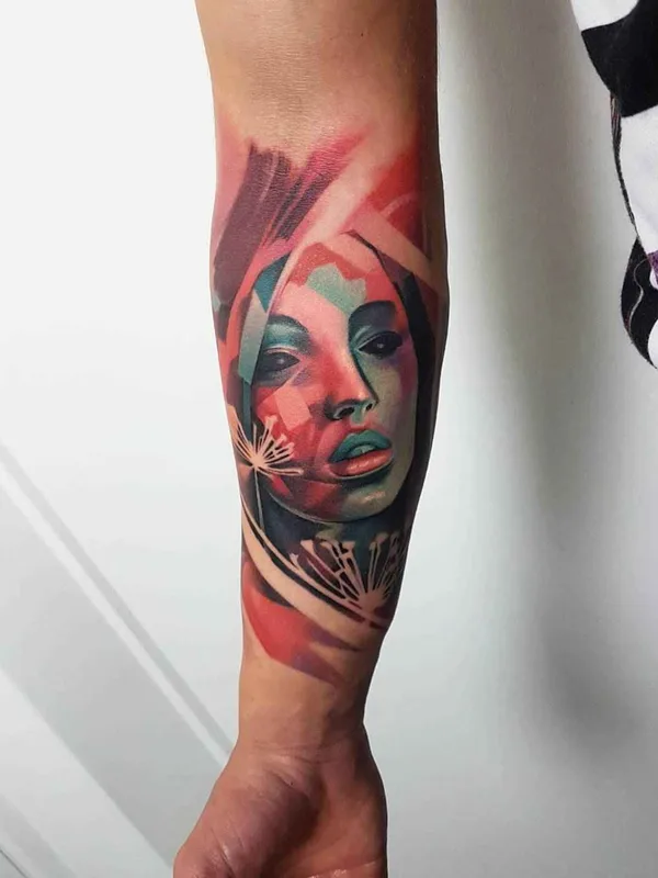 female color abstract татуировка на forearm #17287 | Тату мастер Артем Савельев