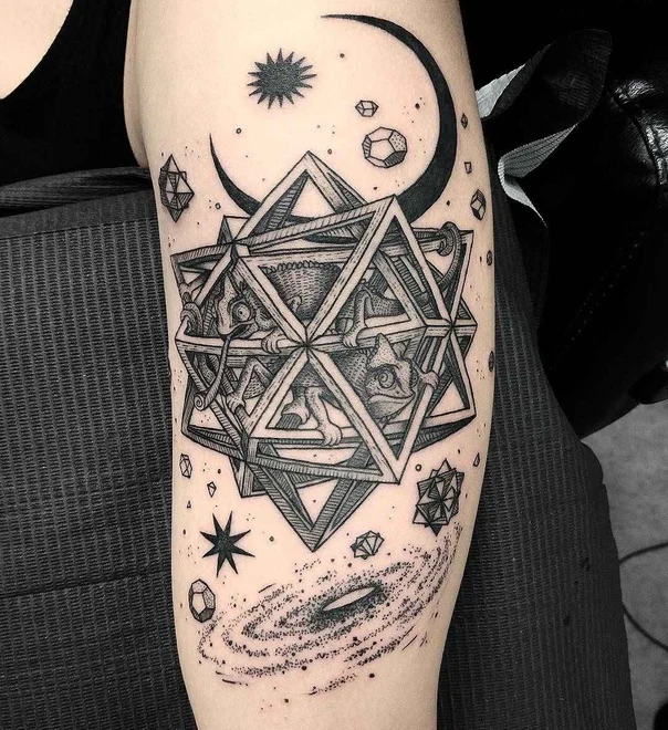 Geometric Geometric shapes, Chameleon tattoo on Forearm