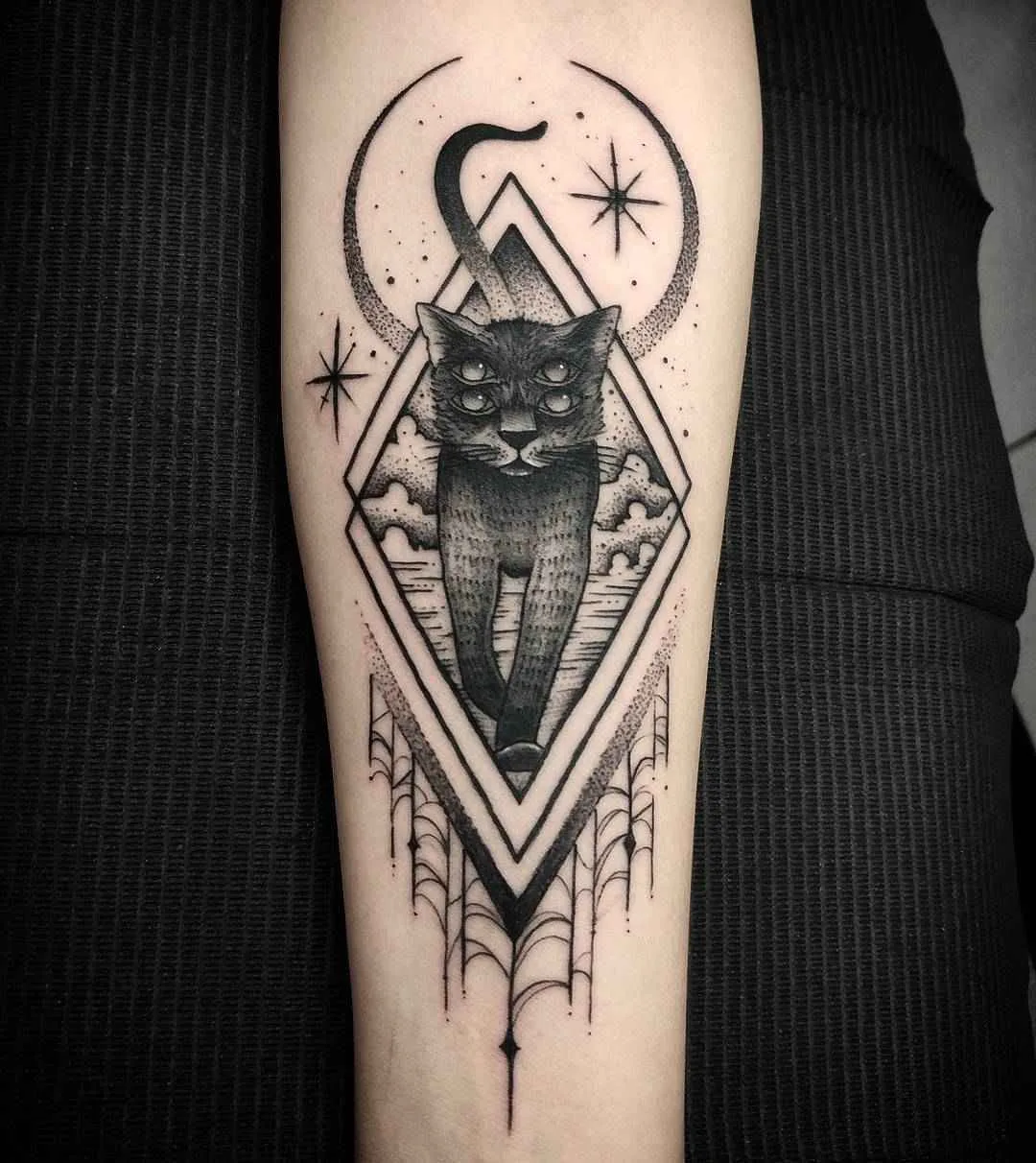 Tattoo artist Thomas Eckeard black surrealistic tattoo in authors style, blackwork | USA