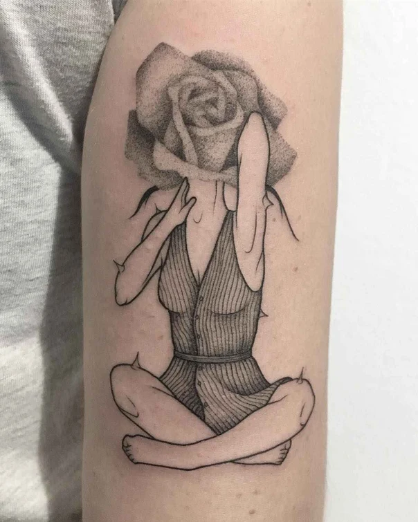 Blackwork Rose, Figure tattoo on Forearm