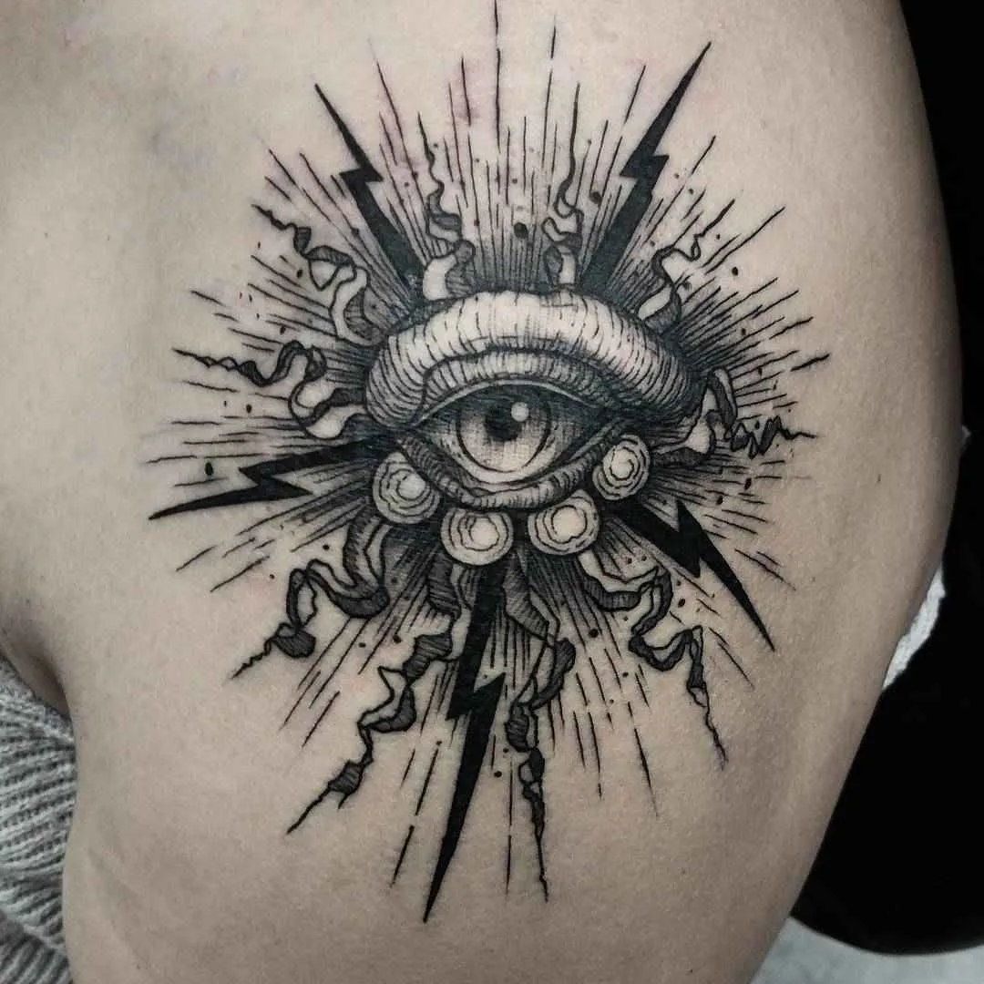 Tattoo artist Thomas Eckeard black surrealistic tattoo in authors style, blackwork | USA