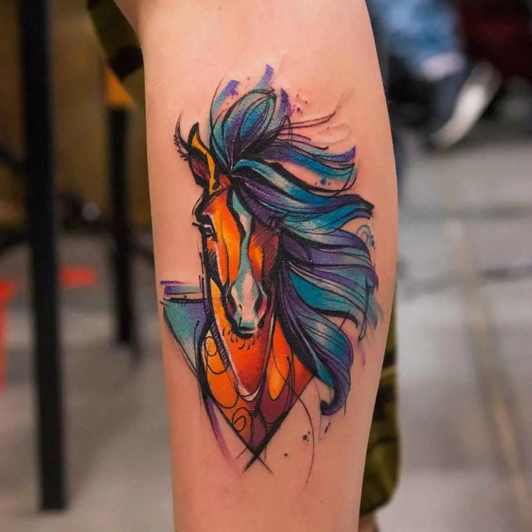 Tattoo artist Kateryna Zelenska, authors color sketch watercolor tattoo | Poland