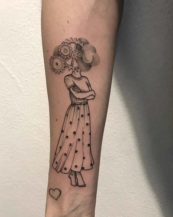 Illustrative Gears, Figure tattoo on Forearm