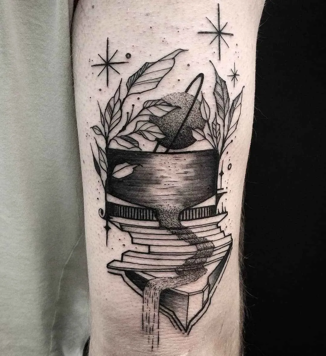 Tattoo artist Thomas Eckeard black surrealistic tattoo in authors style, blackwork | USA