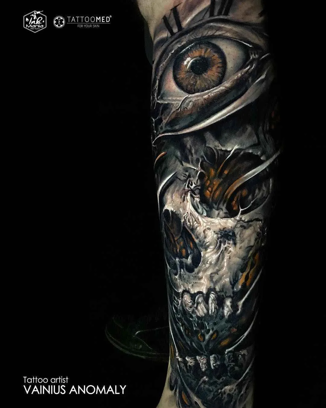 Artista di tatuaggi Vainius Anomaly tatuaggio a colori horror realismo in stile degli autori | Lituania