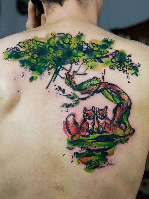 color illustrative Tatuaggio su upper back #17788 | Tatuatore Kateryna Zelenska