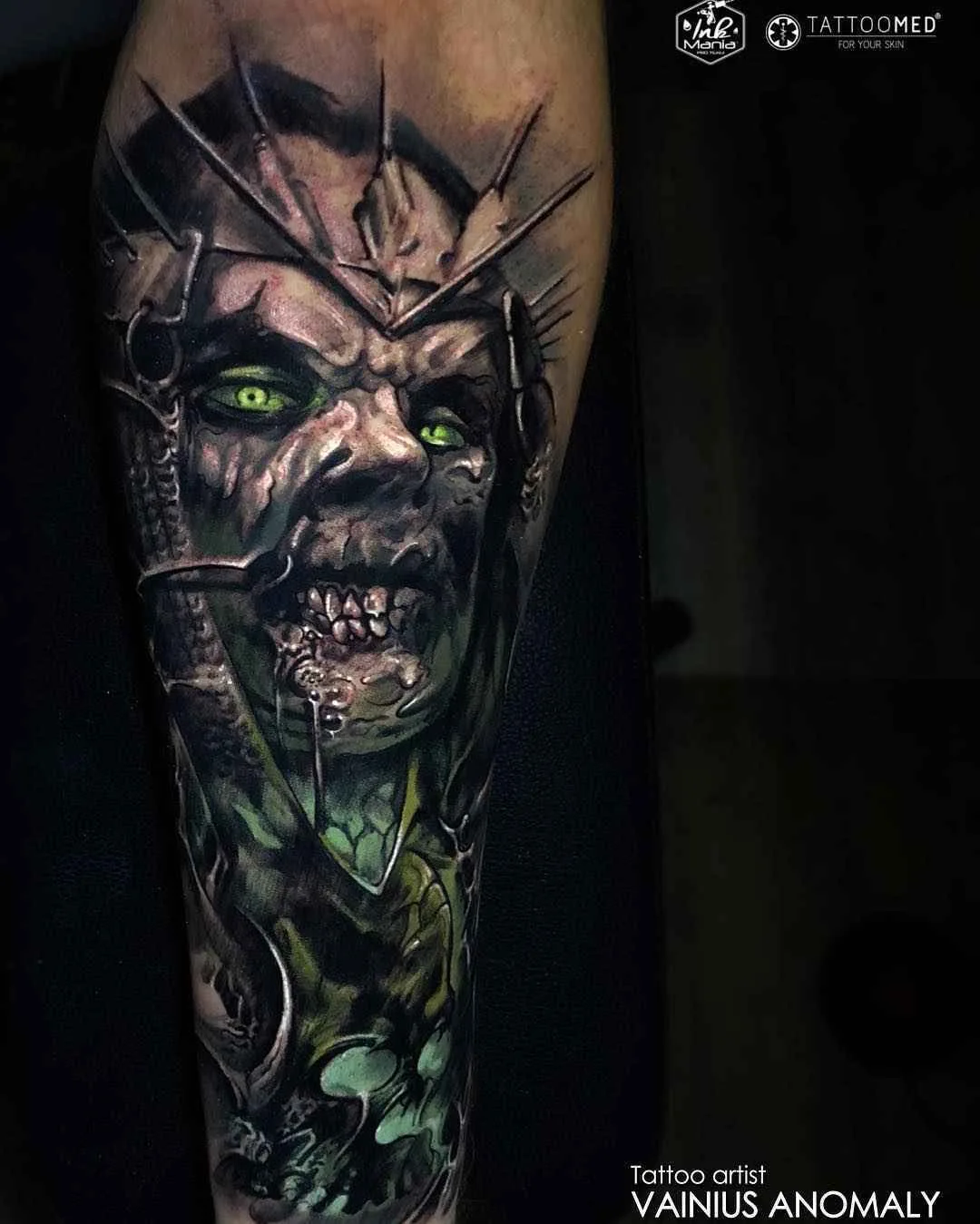 Tattoo artist Vainius Anomaly color horror realism tattoo in authors style | Lithuania