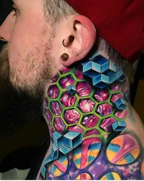 male color geometric 纹身 在 neck #17431 | 纹身师 Derek Turcotte